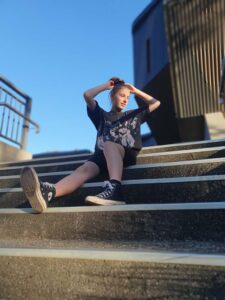 teen girl on stairs